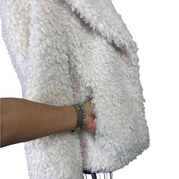 NEW Michael Kors L Faux Sherpa coat “ Fall 2024” medium length ivory - Picture 6 of 8